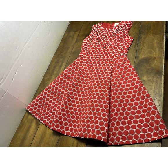 Kate Spade Women's 6 Red Polka Dot Cory Fit N Flare Sleeveless Dress - Picture 1 of 12